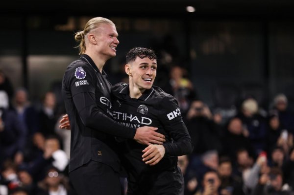 哈兰德英超百球里程碑福登连场双响 曼城5-4富勒姆